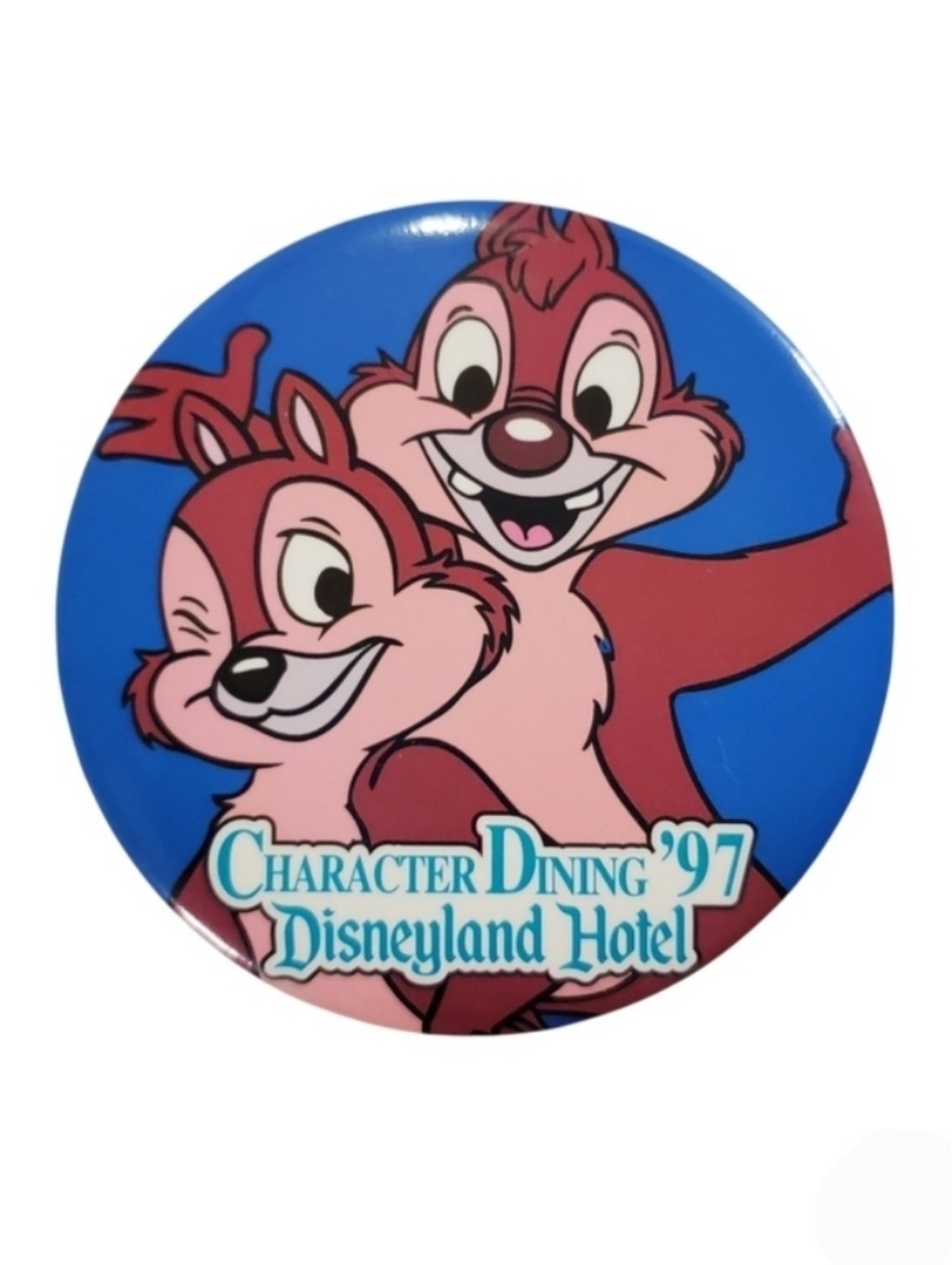 Disneyland Hotel Character Dinning 1997 Chip & Dale Souvenir Button
